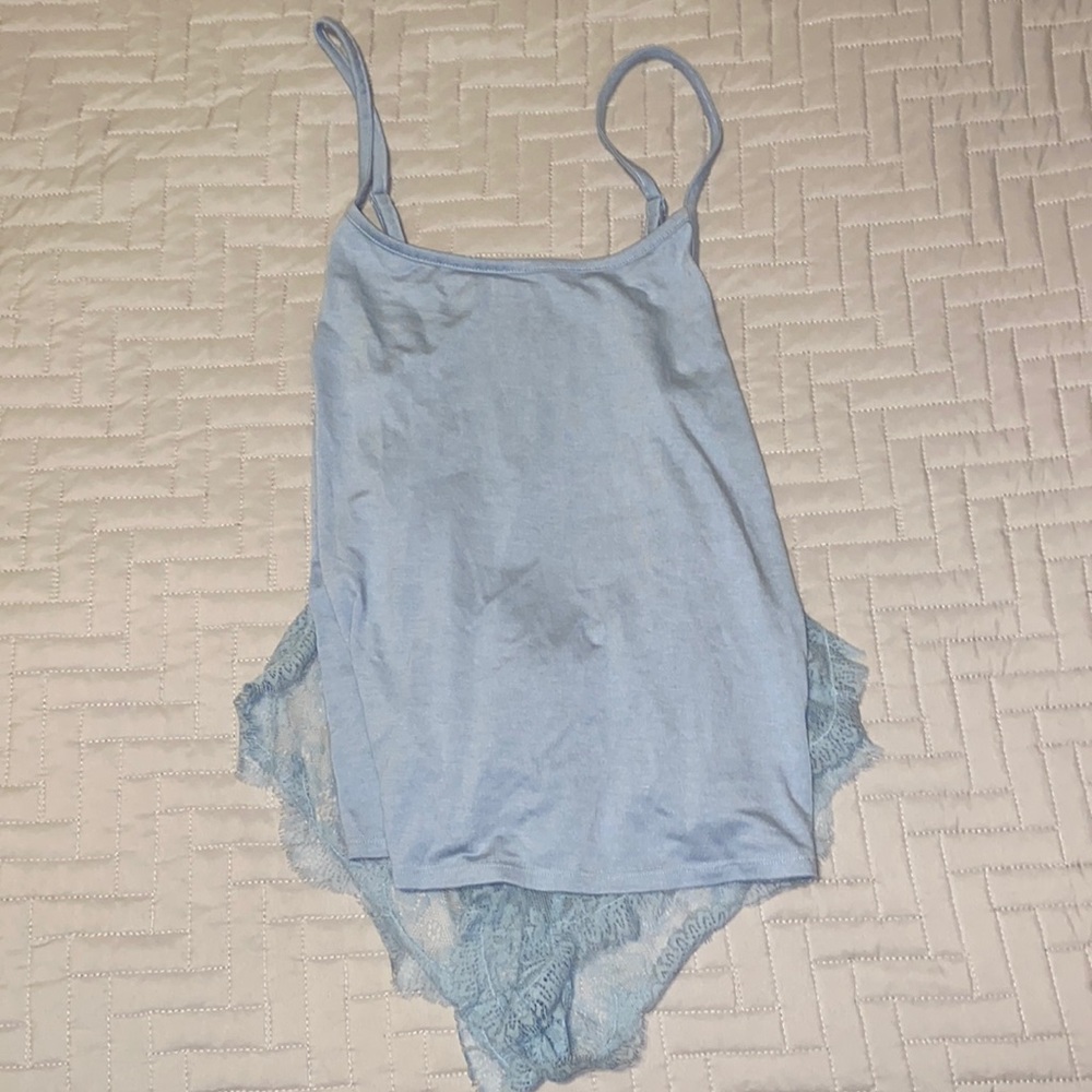 NWT Adore Me baby blue lace babydoll lounge set